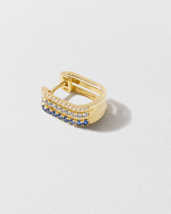 Roxanne First Triple Diamond & Blue Sapphire Row Hoop Earring