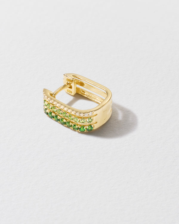 Roxanne First Triple Diamond & Green Garnet Row Hoop Earring