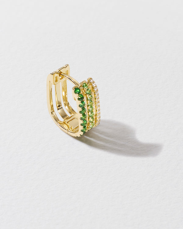 roxanne first Triple Diamond & Green Garnet Row Hoop Earring