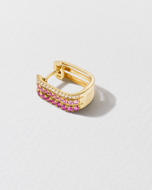 Roxanne First Triple Diamond & Pink Sapphire Row Hoop Earring