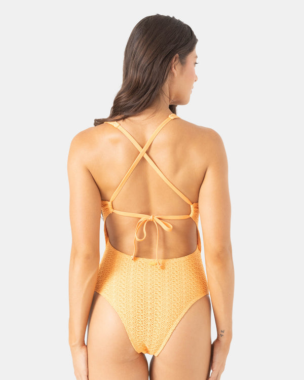 Roxy Crochet Plunge One Piece Swimsuit