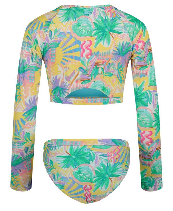 Roxy Girls' Palm Sun Crop Rashguard Swim Set