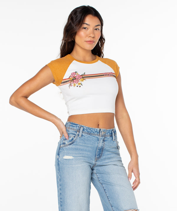 Roxy Retro Heritage Striped Cropped Baby Tee