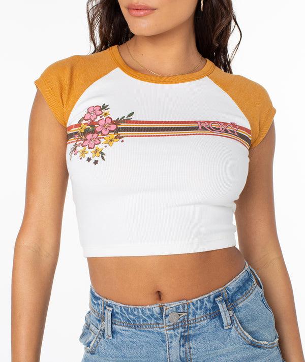 Roxy Retro Heritage Striped Cropped Baby Tee