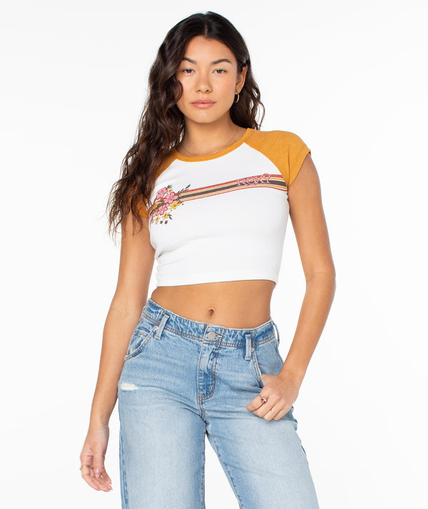 roxy Retro Heritage Striped Cropped Baby Tee