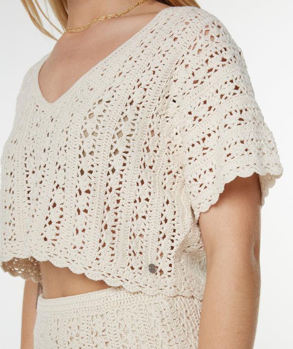 Roxy Sea Swirl Crochet Tee