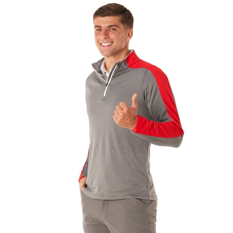 Royal & Awesome Charcoal And Red Quarter Zip Mid Layer