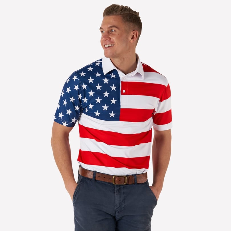 Royal & Awesome American Flag Polo