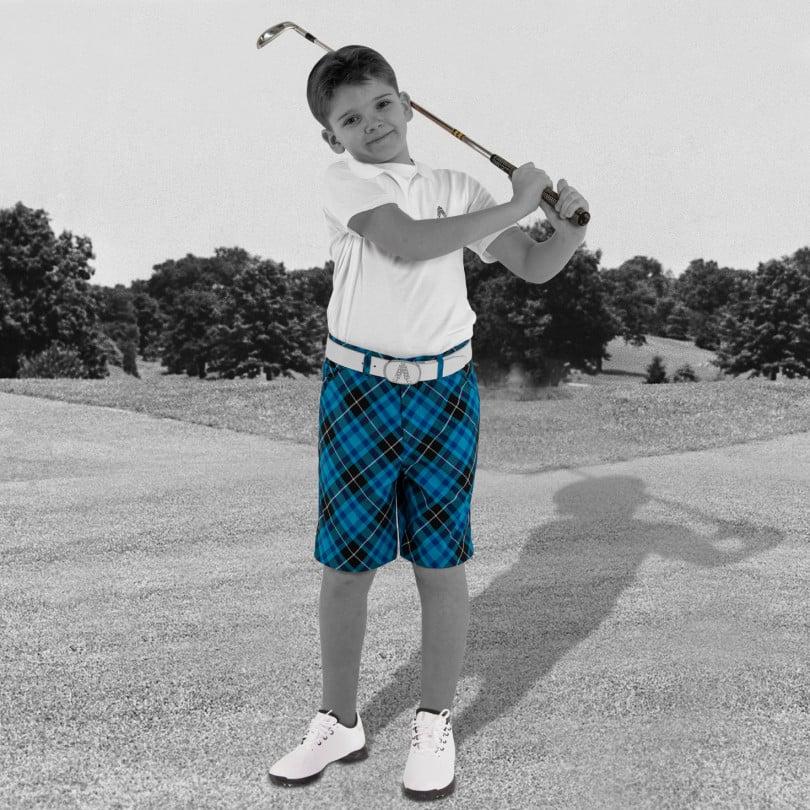 Royal & Awesome Blue Plaid Kids Shorts