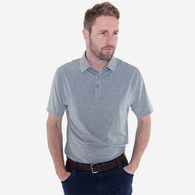 Royal & Awesome Gray And Blue Polo