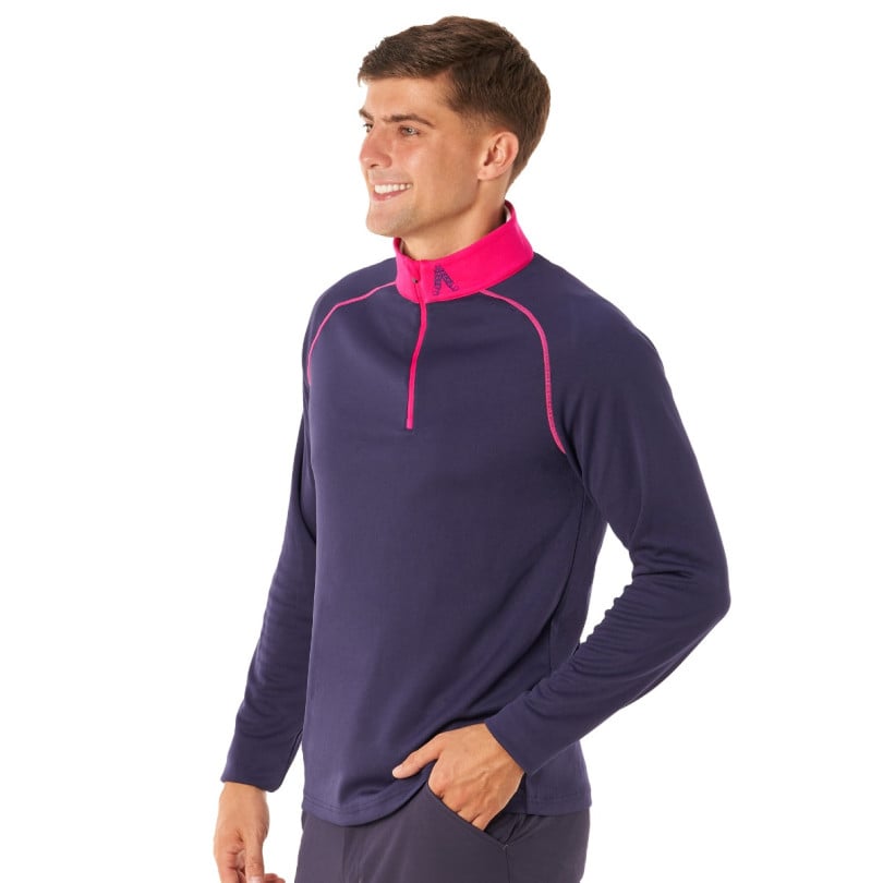 Royal & Awesome Navy And Pink Quarter Zip Mid Layer