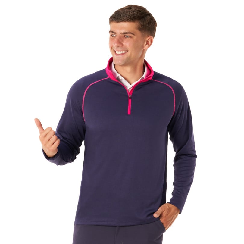 royal & awesome Navy and Pink Quarter Zip Mid Layer