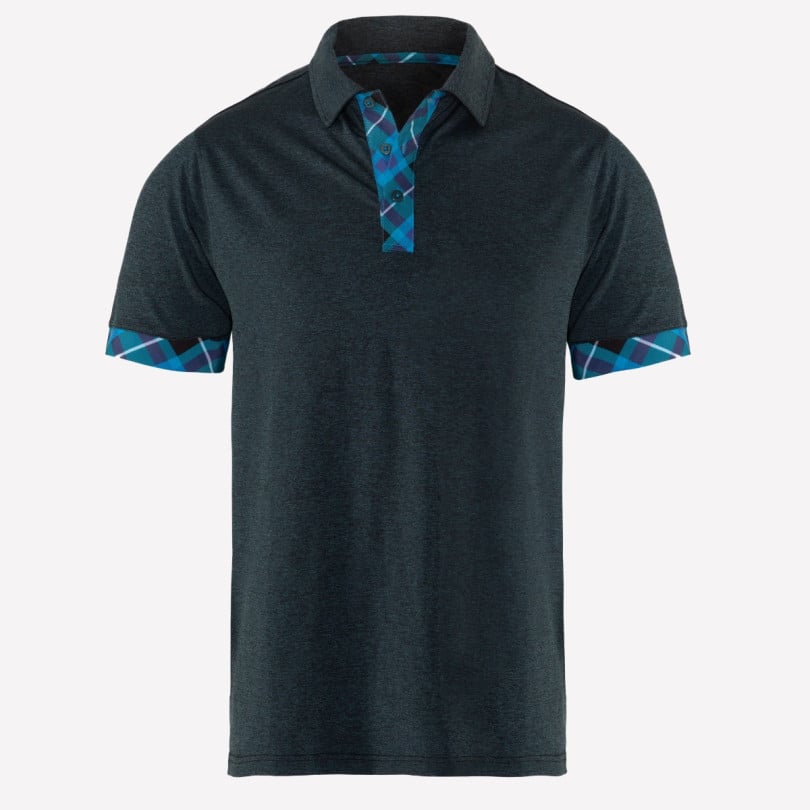 royal & awesome Navy and Tartan Polo