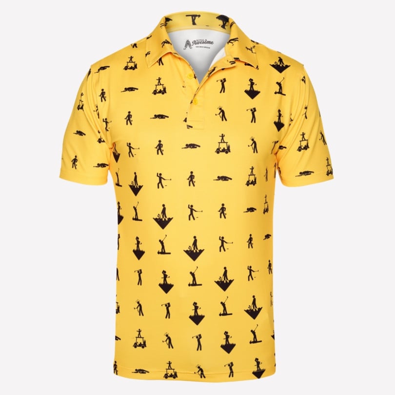 royal & awesome Stick Golfer Polo