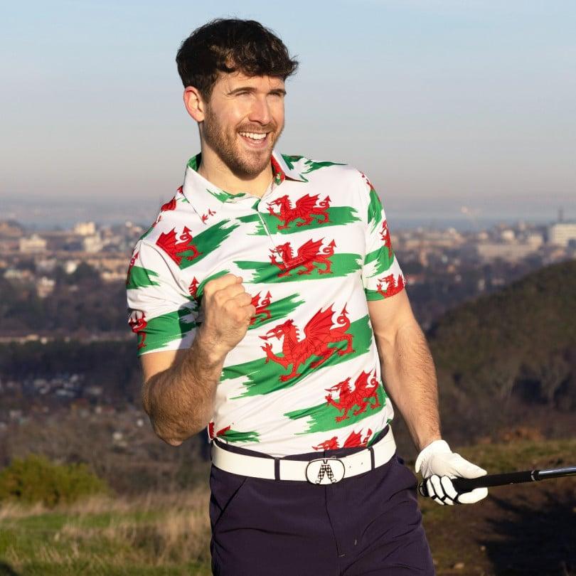 Royal & Awesome Welsh Flag Y Ddraig Goch Polo