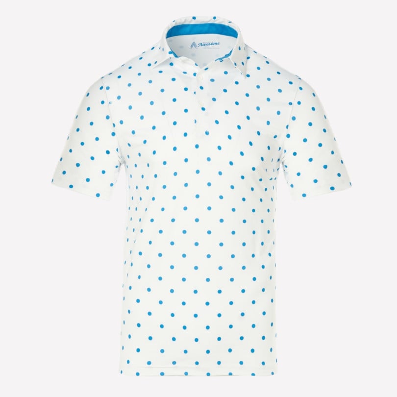 royal & awesome White and Blue Dots Polo