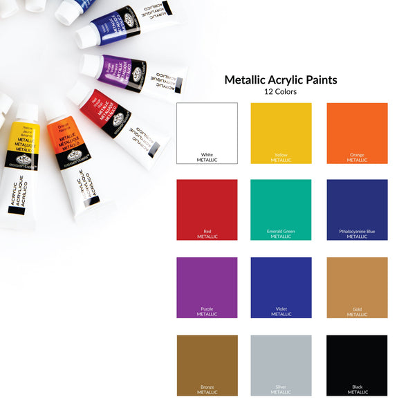 Royal And Langnickel ACRMET-12 | Essentials™ 12pc Metallic Acrylic Paint Pack