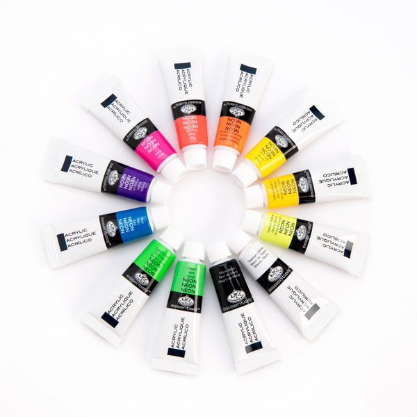 Royal And Langnickel ACRNEON-12 | Essentials™ 12pc Neon Acrylic Paint Pack