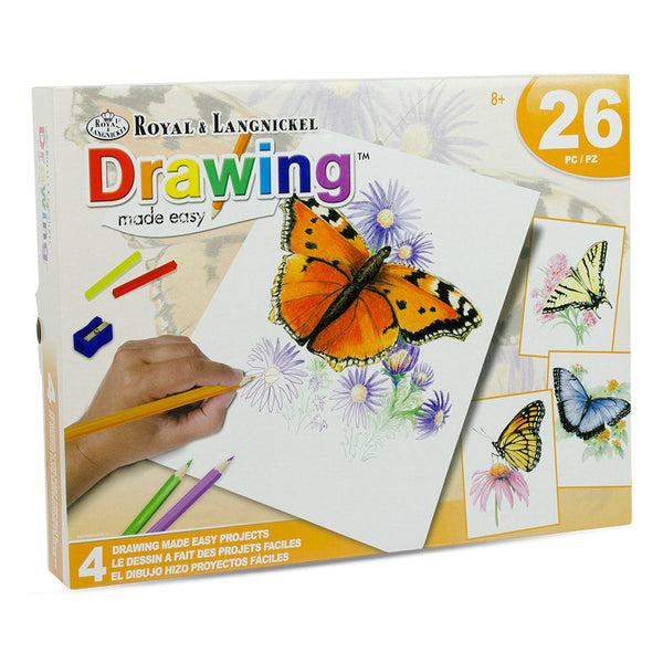 royal and langnickel AVS-DME202 | Drawing Made Easy™ 26pc 8" x 10" Butterflies 4 Project Box Set