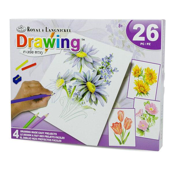 royal and langnickel AVS-DME203 | Drawing Made Easy™ 26pc 8" x 10" Flowers 4 Project Box Set