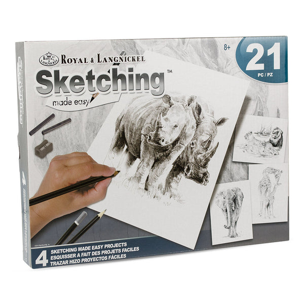 royal and langnickel AVS-SME214 | Sketching Made Easy™ 21pc 8" x 10" Zoo Animals 4 Project Box Set