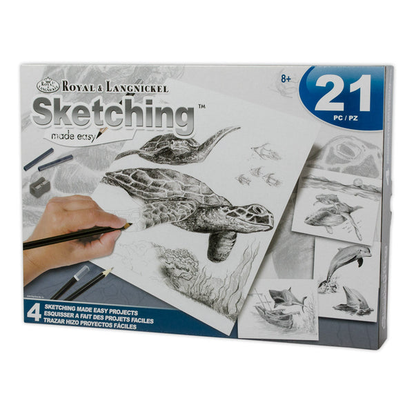 royal and langnickel AVS-SME215 | Sketching Made Easy™ 21pc 8" x 10" Sea Life 4 Project Box Set