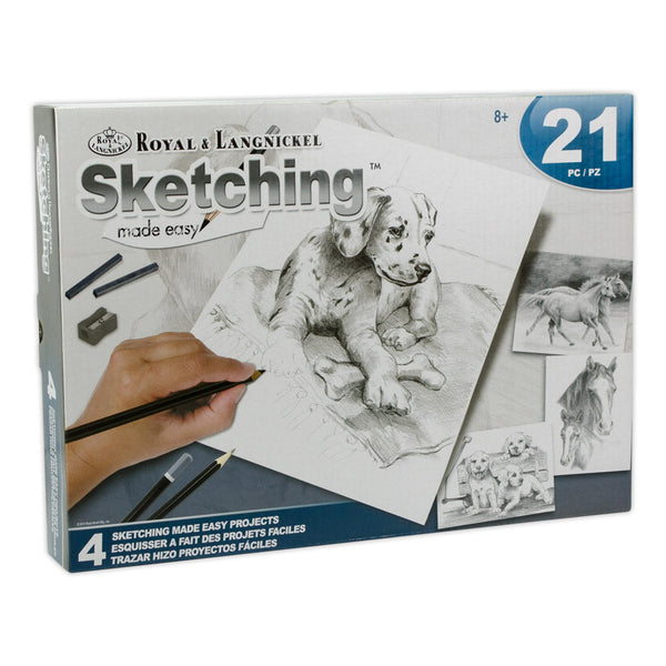 royal and langnickel AVS-SME216 | Sketching Made Easy™ 21pc 8" x 10" Dogs & Horses 4 Project Box Set