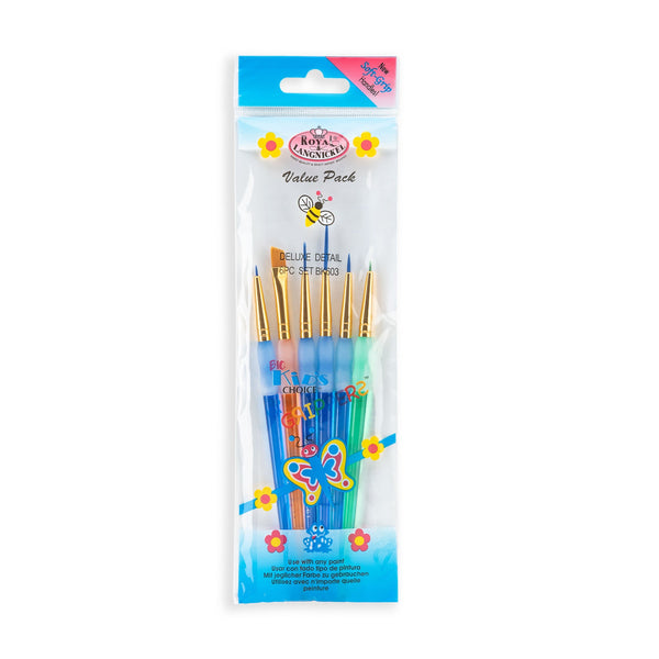royal and langnickel BK603 | Big Kid's Choice™ 6pc Lil' Grippers Detail Brush Set
