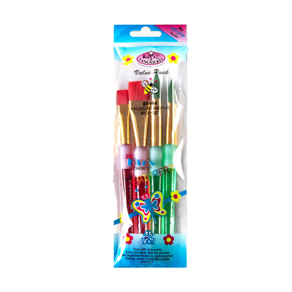 royal and langnickel BK684 | Big Kid's Choice™ 4pc Lil' Grippers™ Round/Flat Brush Set