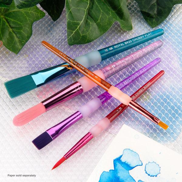 Royal And Langnickel BK687 | Big Kid's Choice™ Lil' Grippers™ 5pc Nylon Chubby Round/Flat Brush Set