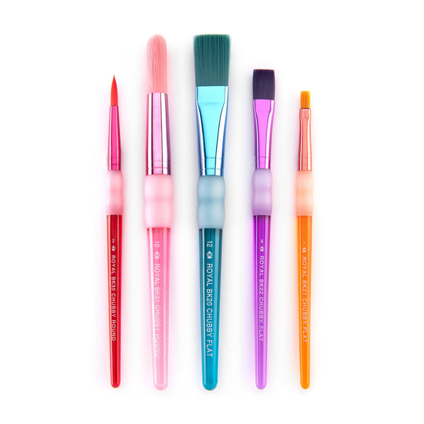 Royal And Langnickel BK687 | Big Kid's Choice™ Lil' Grippers™ 5pc Nylon Chubby Round/Flat Brush Set