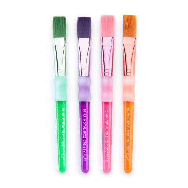 Royal And Langnickel BK689 | Big Kid's Choice™ Lil' Grippers™ 4pc Nylon Chubby Flat Brush Set