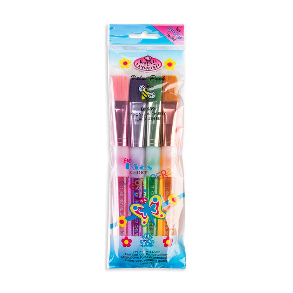 royal and langnickel BK689 | Big Kid's Choice™ Lil' Grippers™ 4pc Nylon Chubby Flat Brush Set