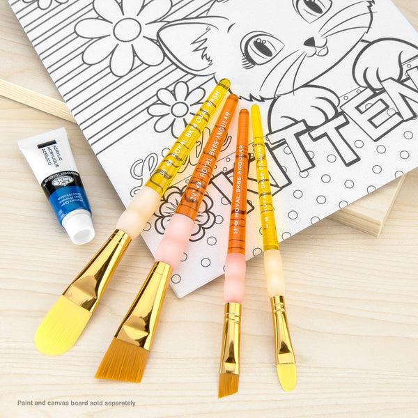 Royal And Langnickel BK692 | Big Kid's Choice 4pc Lil' Grippers™ Filbert/Angular Brush Set