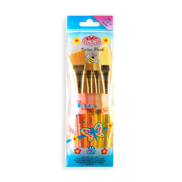royal and langnickel BK692 | Big Kid's Choice 4pc Lil' Grippers™ Filbert/Angular Brush Set