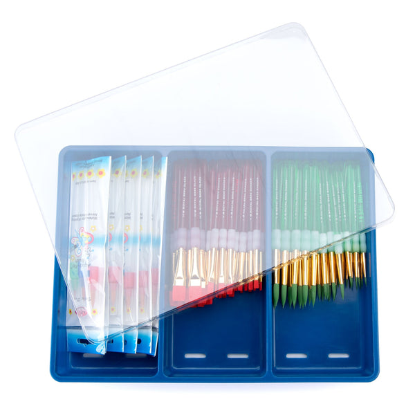 royal and langnickel BLBOX-BKCOMBO-72 | Big Kid's Choice™ Blue Box 72pc Round/Flat Brush Assortment with 18 Aqua-Flo™ Brush Pens