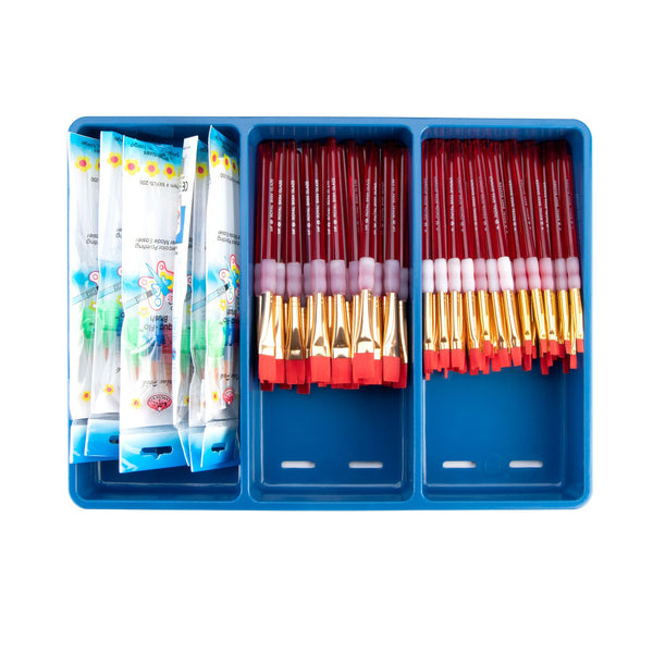 royal and langnickel BLBOX-BKFLAT-72 | Big Kid's Choice™ Blue Box 72pc Flat Brush Assortment with 18 Aqua-Flo™ Brush Pens