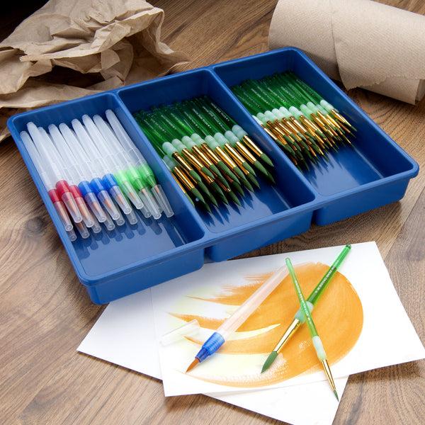 Royal And Langnickel BLBOX-BKRND-72 | Big Kid's Choice™ Blue Box 72pc Round Brush Assortment With 18 Aqua-Flo™ Brush Pens