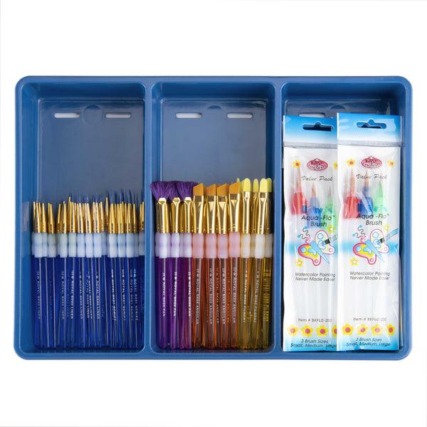 royal and langnickel BLBOX-BKSPECIALTY-72 | Big Kid's Choice™ Blue Box 72pc Specialty Brush Assortment with 18 Aqua-Flo™ Brush Pens