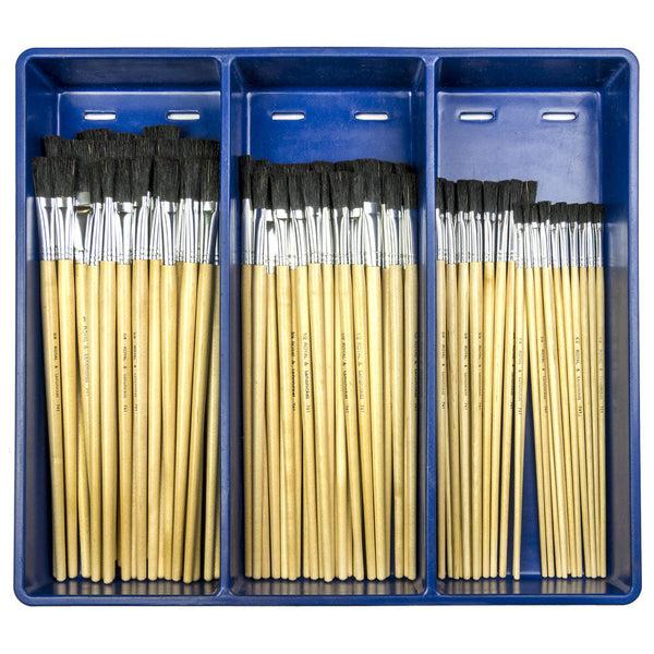 royal and langnickel BLBOX-BLACKBRISTLE-72 | 72pc Black Bristle Long Handle Brush Display Box