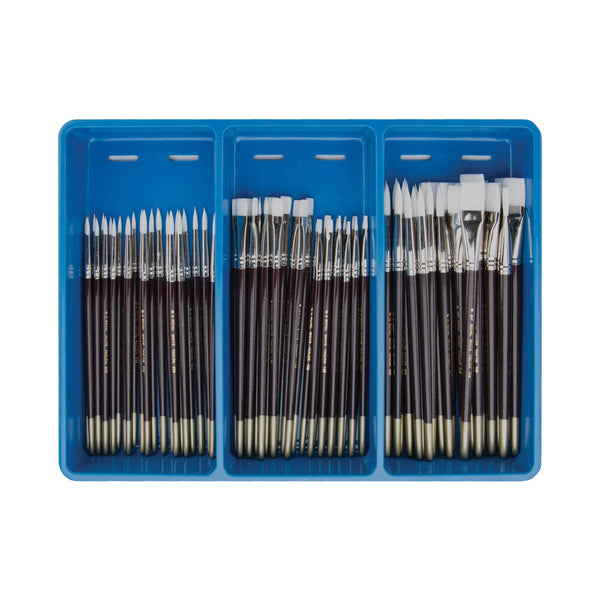 royal and langnickel BLBOX-WTCOMBO-72 | 72pc White Taklon Round/Flat Brush Display Box
