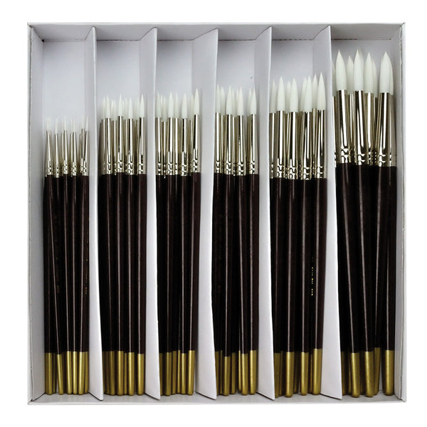 royal and langnickel BLBOX-WTRND-72 | 72pc White Taklon Round Brush Display Box