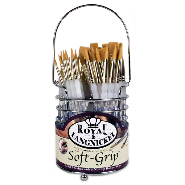 royal and langnickel CAD-SG-72 | Soft-Grip™ 72pc Golden Taklon Brush Classroom Caddie
