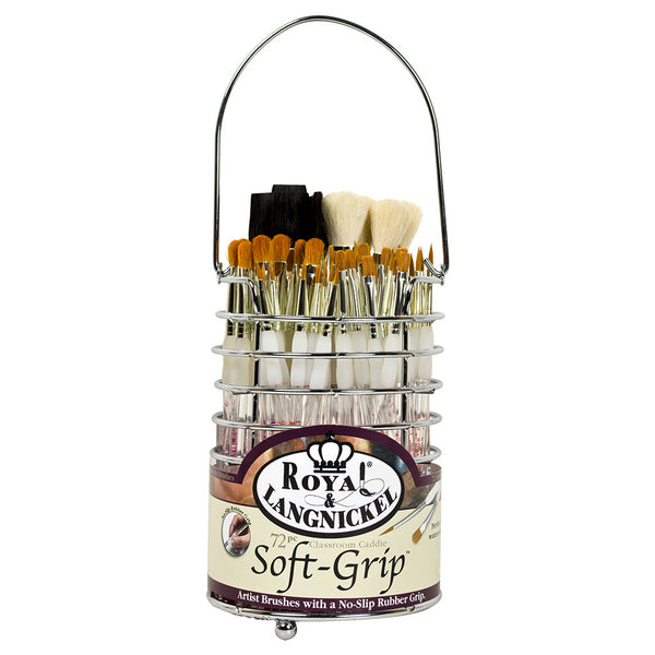 royal and langnickel CAD-SGCOMBO-72 | Soft-Grip™ 72pc Golden Taklon Brush Classroom Caddie