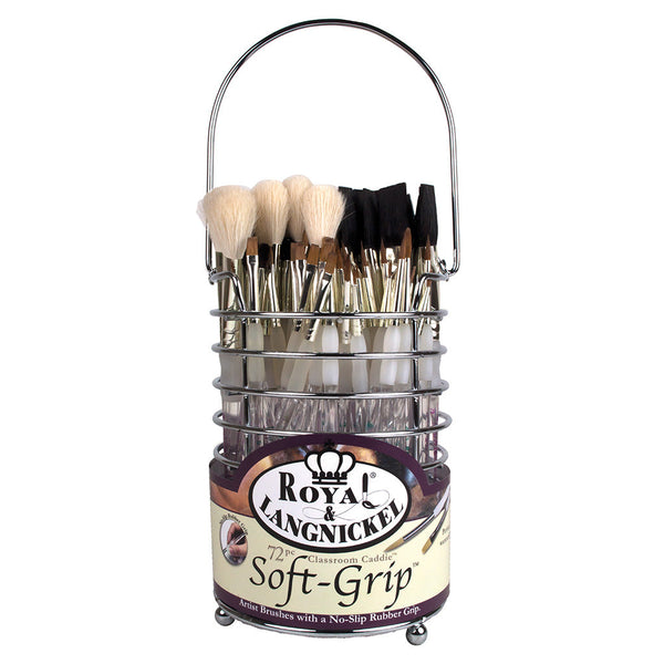 royal and langnickel CAD-SGNATURAL-72 | Soft-Grip™ 72pc Natural Hair Brush Classroom Caddie