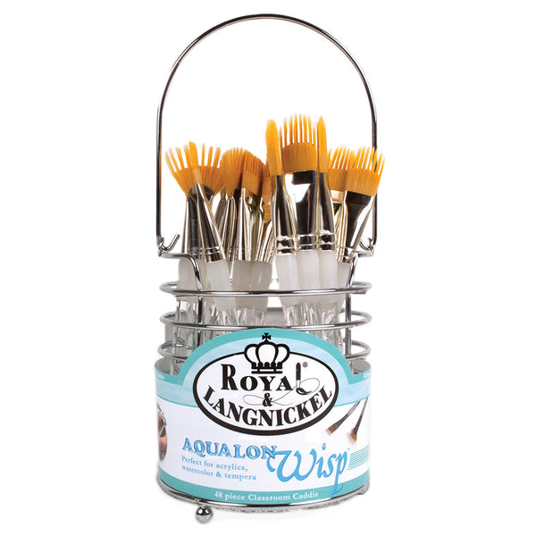 royal and langnickel CAD-WISP-48 | Aqualon Wisp™ 48pc Golden Taklon Brush Classroom Caddie