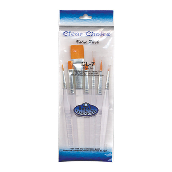 royal and langnickel CL-7 | Clear Choice™ 7pc Golden Taklon Variety Brush Set