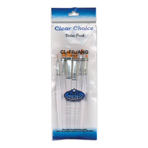 royal and langnickel CL-FIL/ANG | Clear Choice™ 6pc Golden Taklon Filbert/Angular Brush Set
