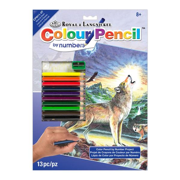 royal and langnickel CPN11 | Colour Pencil by numbers™ 13pc 8.75" x 11.75" Wolves by Stream Project