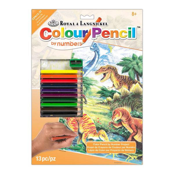 royal and langnickel CPN12 | Colour Pencil by numbers™ 13pc 8.75" x 11.75" Dinosaurs Day Project